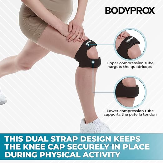 Bodyprox Patellar Tendon Support Strap (Small/Medium), Knee Pain Relief Adjustable Neoprene Knee Strap for Running, Arthritis, Jumper, Tennis Injury Recovery
