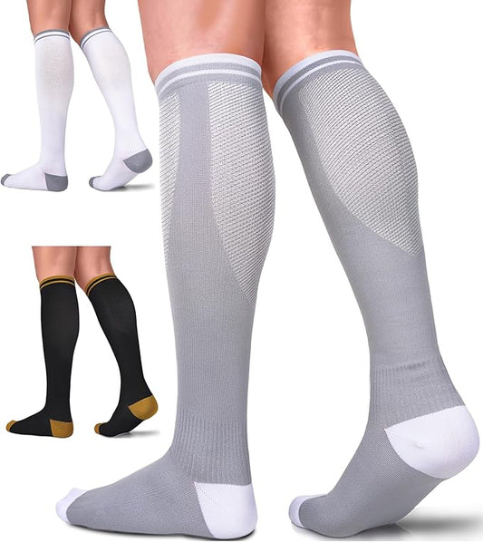 FuelMeFoot 3 Pack Copper Compression Socks - Compression Socks Women & Men Circulation - Best for Medical,Running,Athletic