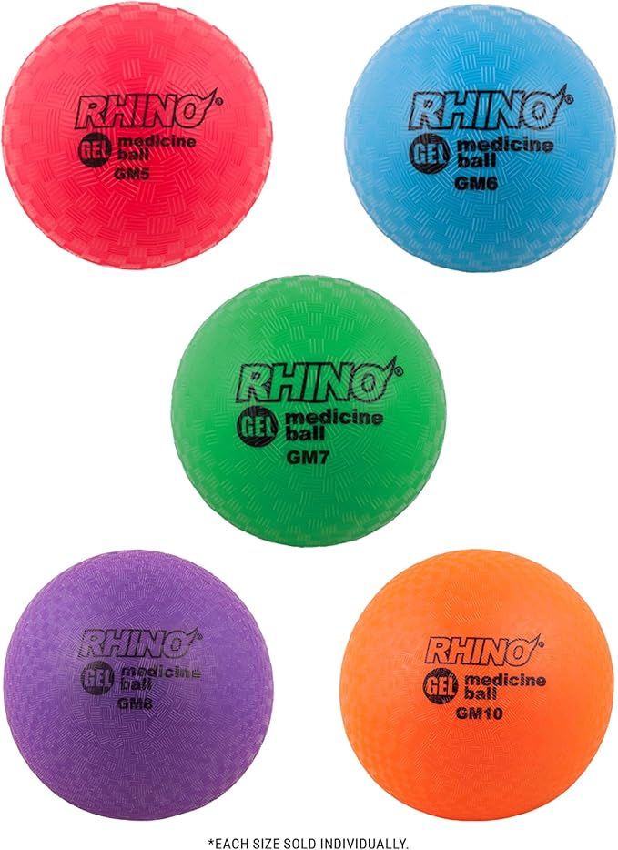 Champion Sports Rhino Gel Filled Medicine Ball – Durable, Soft Grip Weighted Ball for Strength, Cardio, & Rebounder Training – Multiple Weights for Home Gym & Fitness