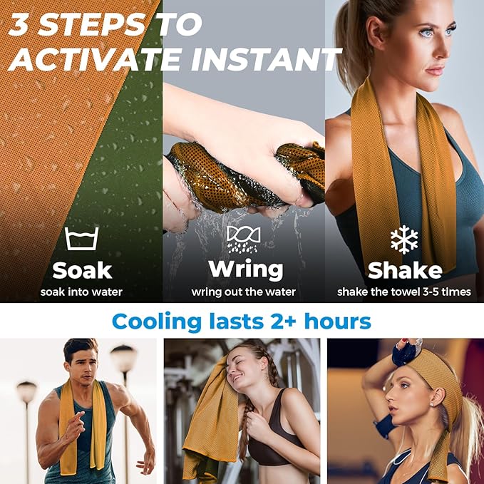Cooling Towels for Neck and Face - Microfiber Chilly Towel Yoga Towel for Men or Women Ice Cold Towels for Yoga Gym Travel Camping Golf Football & Outdoor Sports