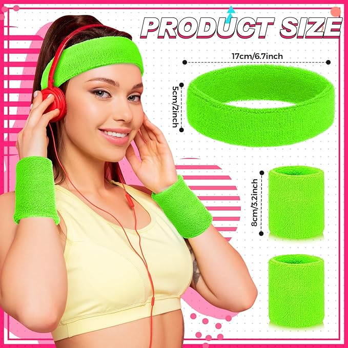 Tarpop 80s Neon Women Slouch Socks 90s Headbands Wristbands Fanny Pack Leg Warmers Sweatbands Waist Bag Women Party Costume