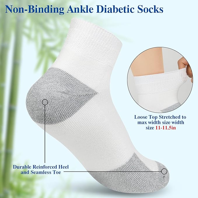 Diabetic Socks for Men,6 Pairs Ankle Mens Diabetic Socks,Diabetic Neuropathy Socks for Men 9-12