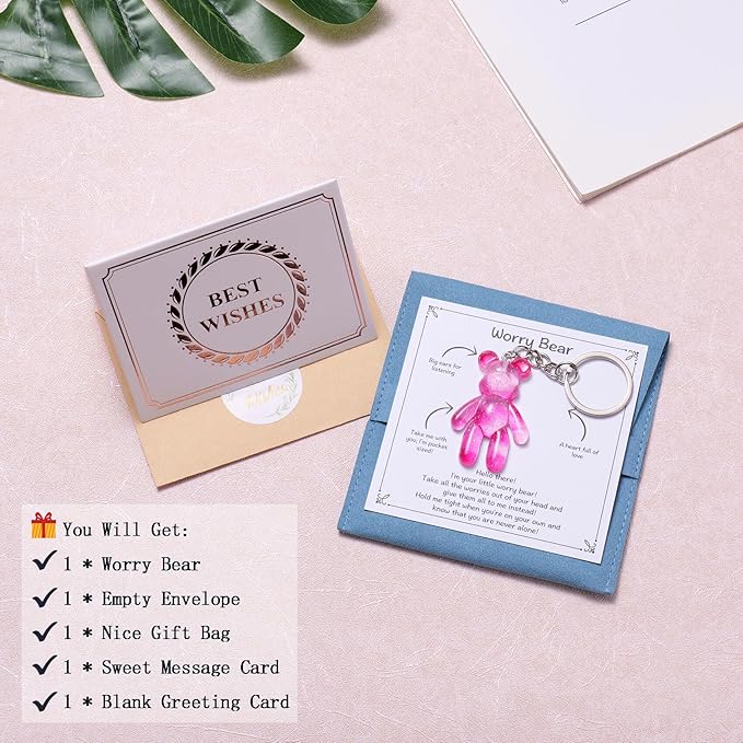 Pocket Bear Hug Anxiety Relief Gift for Friend Mental Health Positivity Gift Autism Fidget Gifts Stress Relief Gifts for Her Comforting Present for Son Daughter Back to School Galaxy Pink