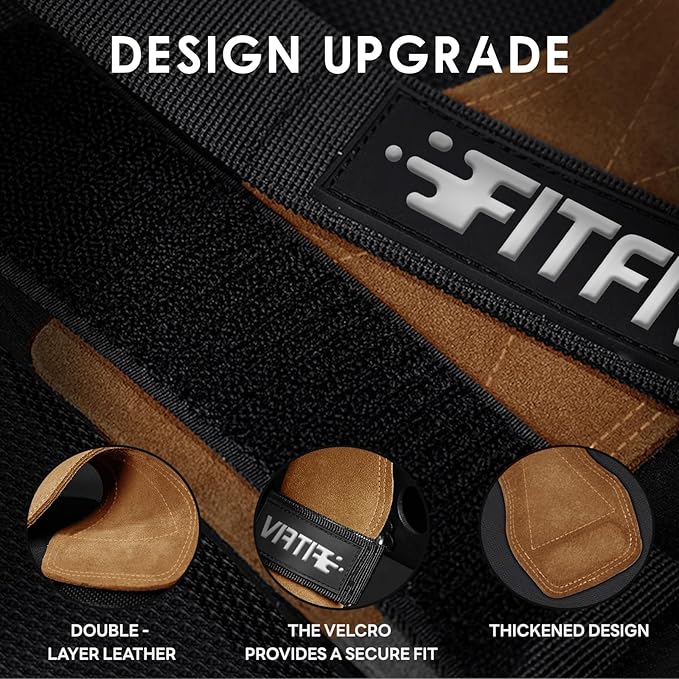 Weight Lifting Wrist Strap, Double Leather Weightlifting Wrist Straps for Gym Strength Training, Neoprene Padded Wrist Wraps - for Men & Women (Pair)