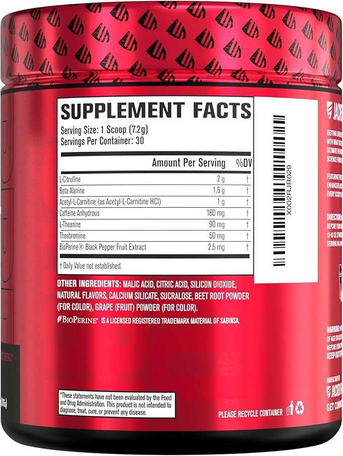 Jacked Factory NITROSURGE Shred Pre Workout Supplement - Energy Booster, Instant Strength Gains, Sharp Focus, Powerful Pumps - Nitric Oxide Booster & PreWorkout Powder - 30Sv, Black Cherry