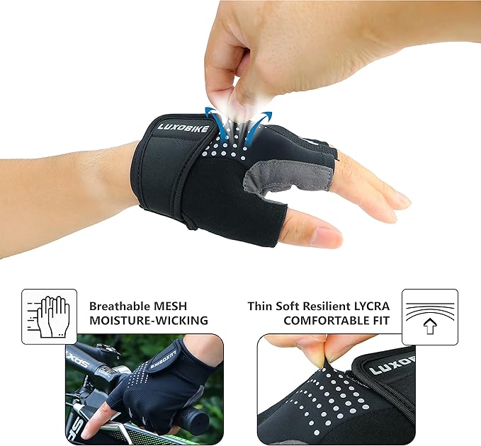 Cycling Gloves Mountain Bike for Men – Shock Absorbing SBR Gel Padded – Anti Slip Palm – Ultra Breathable – Specialized for Mens Bicycling, Biking, MTB Biker, Road Bicycle Riding