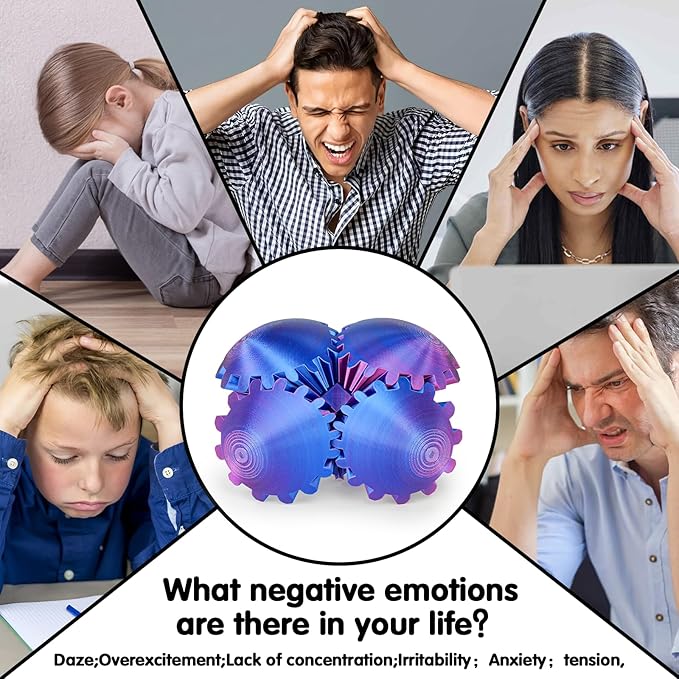 Gear Ball 3D Printed Cube Fidget Toy,Gear Sphere Fidget Toys,Sensory Toys for Stress and Anxiety Relief, Desk Toy Fidget Spinners,Stocking Stuffers for Adults & Kids Gift(Purple Blue, 3.1 Inch)