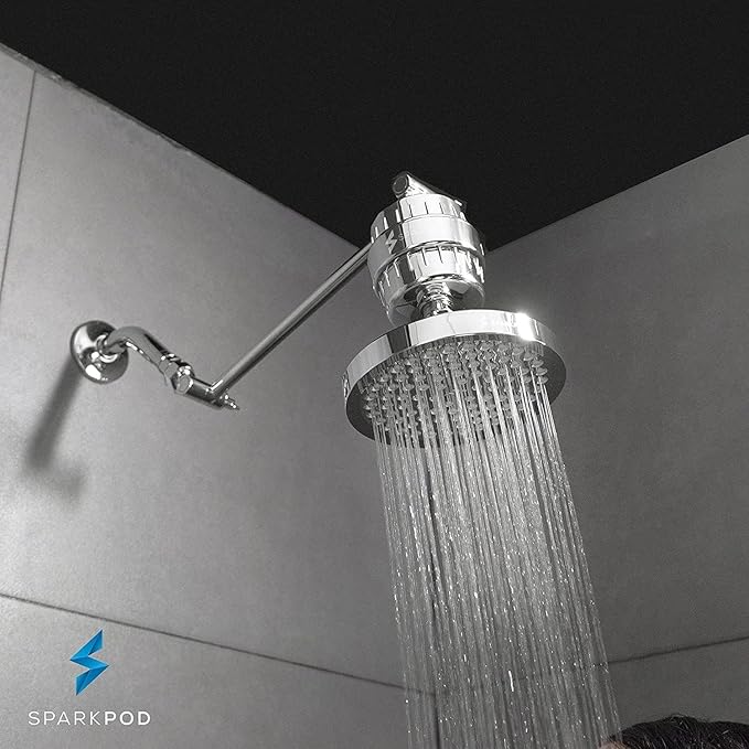SparkPod High Output Shower Filter Cartridge- Suitable for People with Sensitive and Dry Skin and Scalp, Filters Chlorine and Impurities | 1-min install (Standard, 3 pc)