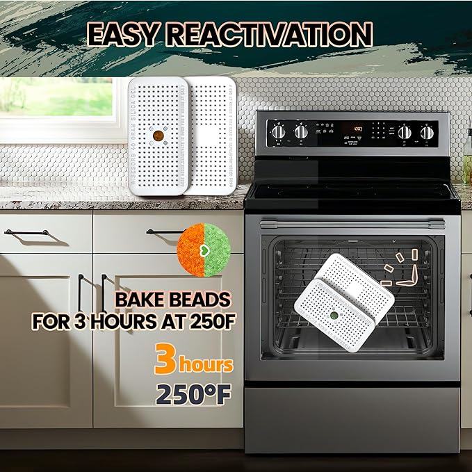 40 Gram Pack of 10 Silica Gel Canister, Gun Safe Dehumidifiers (Orange to Green), Reusable Desiccant Moisture Absorber for Car, Closet