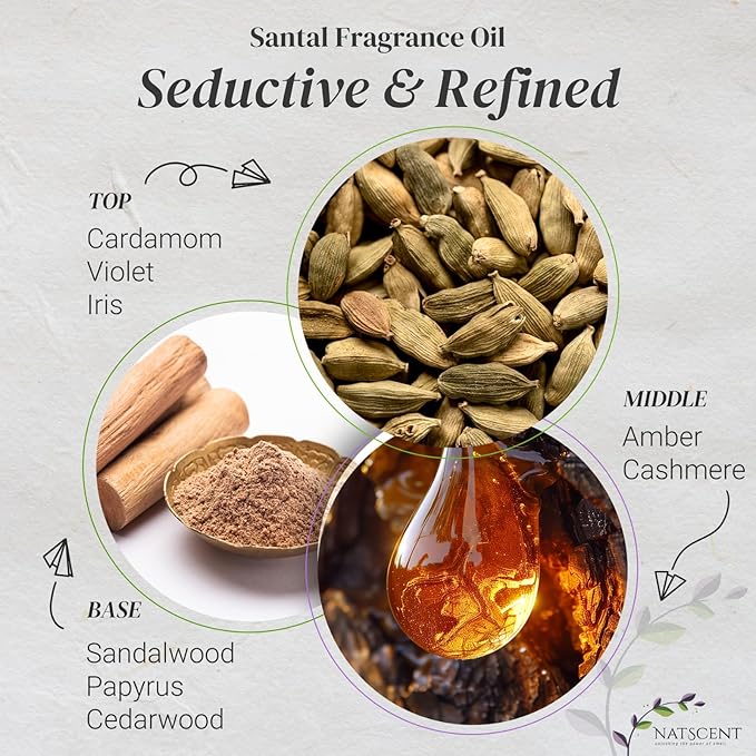 Santal Essential Oils for Diffusers for Home, Nature-derived Sandalwood Essential Oils, Long-Lasting & Family-Friendly Diffuser Oils Scents, IFRA Certified, Cold Air & Ultrasonic - 16 oz