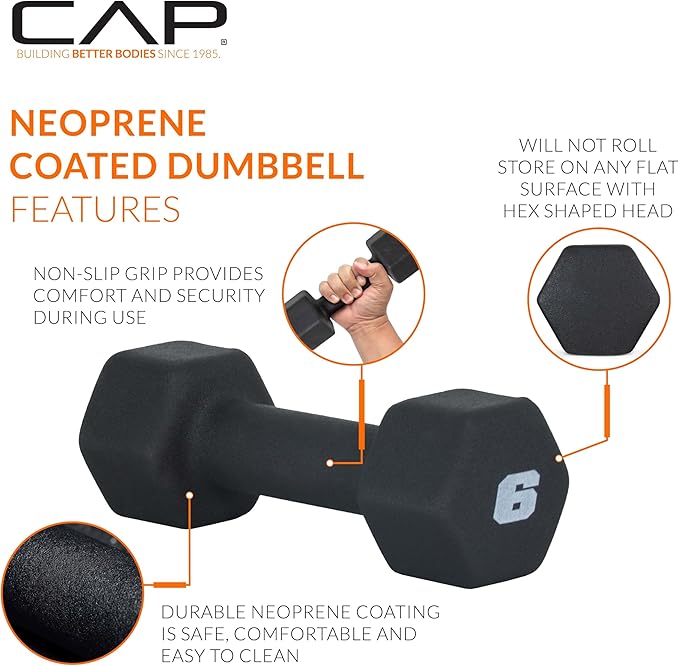 CAP Barbell Neoprene Dumbbell Weights Pairs & Sets | Multiple Colors