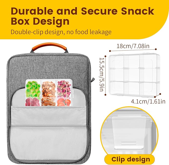 AQSXO 3 Pcs Snack Box Container, 9 Compartments Snack Containers Reusable Meal Prep Lunch Containers.