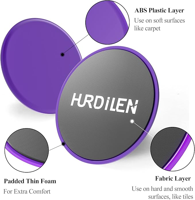 Core Sliders, Exercise Gliding Discs Dual Sided Use on Carpet and Hardwood Floors, Lightweight and Perfect Fitness Apparatus for Training Abdominal Core Strength
