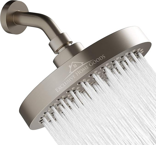 Heatsistence Rainfall Shower Head - 6" High Pressure, 1.8 GPM, Chrome Finish, ABS Plastic, 360 Adjustable, Anti-Clog Rubber Jets