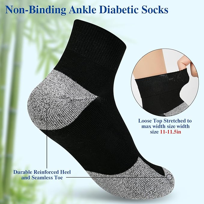 Diabetic Socks for Men,6 Pairs Ankle Mens Diabetic Socks,Diabetic Neuropathy Socks for Men 9-12