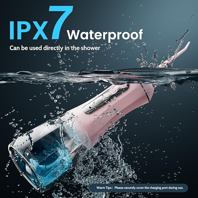 Water Flossers for Teeth, Electric Floss for Adults, Water Dental Picks for Teeth Cleaning and Flossing, Portable Flossers for Travel Size, Travel Bag and 4 Tips, IPX7 Waterproof - Black