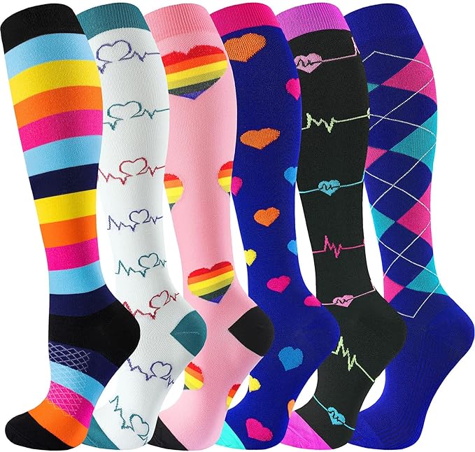 bropite Halloween Compression Socks for Women & Men-Pumpkin Ghost 6 Pairs 20-30mmhg Support Running Nurse Travel