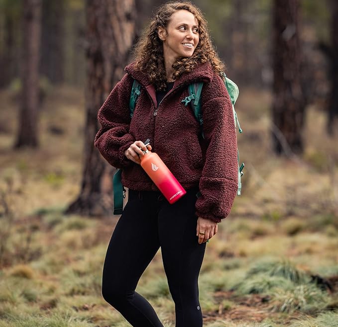 HYDRO CELL Stainless Steel Water Bottle with Straw & 2 Standard Mouth Lids (32oz 24oz 20oz 16oz) Keeps Liquids Hot or Cold w/Double Wall Vacuum Insulated Leak Proof Sport Design (Coral/Punch 20oz)