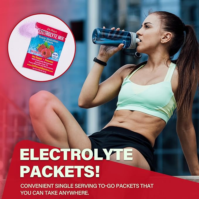 Dr. Price’s Electrolyte Mix | Sugar-Free Hydration Powder with 72+ Trace Minerals | No Sugar, Fast-Dissolving Electrolytes Powder Packets | Raspberry (30 Packs)