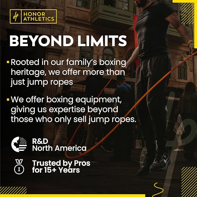 Honor Athletics - WEIGHTED 1.1lb HEAVY Jump Rope for High-Intensity and Strength Training - Adjustable 10ft PVC Rope with Ergonomic Grip, Ideal for Boxing, CrossFit, Muay Thai, MMA, and Fitness