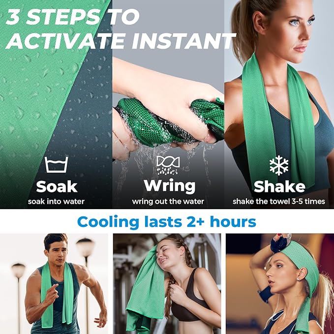 Cooling Towels for Neck and Face - Microfiber Chilly Towel Yoga Towel for Men or Women Ice Cold Towels for Yoga Gym Travel Camping Golf Football & Outdoor Sports