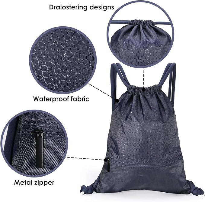 GAENMESH Drawstring Backpack Bag for Sports Lightweight Foldable Gym Bag with Sturdy Draw Cord Shoulder Strap Hiking Travel Camping