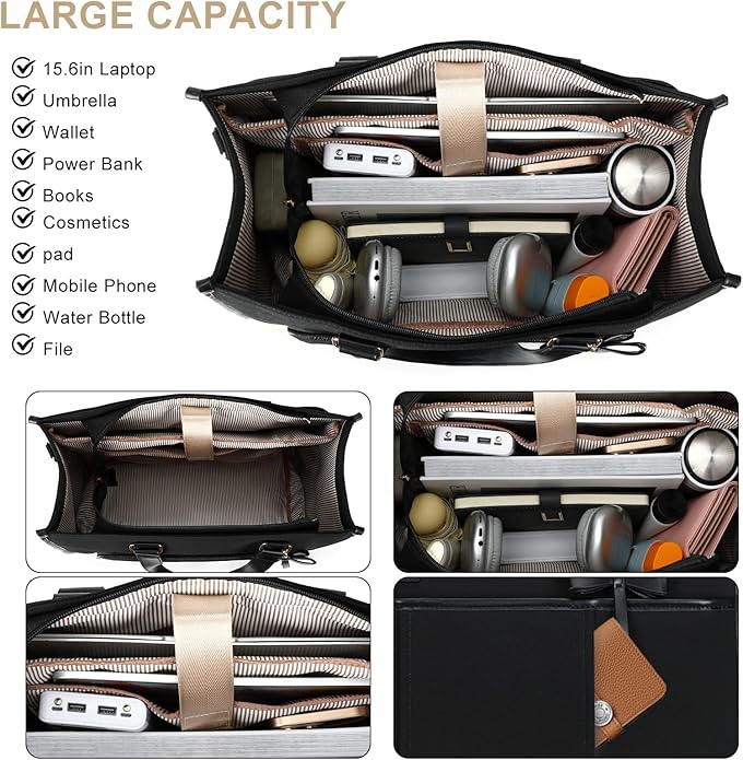 CAMTOP Lunch Tote Bag for Women,15.6 Inch Laptop Work Bag with Insulated Lunch Compartment,Water Resistant