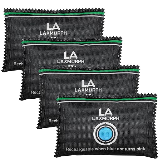 200g Rechargeable Desiccant, Moisture Absorbing Bag Reusable & Absorbs Moisture & Humidity, Rechargeable Dehumidifier Bag for Gun Safe,Cars,Bins,Totes,Food Storage,Clothes,Suitcase(4, Black)