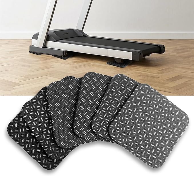 Non-Slip Walking Pad Mat, Treadmill Mat Pad for Carpet Hardwood Floors, Anti Vibration Exercise Equipment Mat for Under Treadmill & Exercise Bike Rowing Machine (6, Square, 4 x 4 x 0.2 inch)