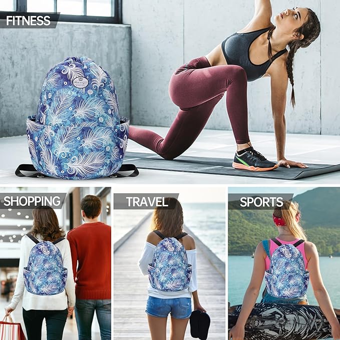 HUA ANGEL Drawstring Backpack Bag, Sport Gym Sackpack Lightweight Small Gym Bag for Men Women Pull String Sport Beach Bag