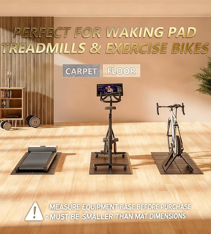 63"x30" Walking Pad Mat for Carpet Floors,Under Treadmill Mat for Hardwood Floor Protection,0.24" Thick Exercise Equipment Matt Compatible with Peloton Bike Matt Stationary Exercise Bike Trainer Pad
