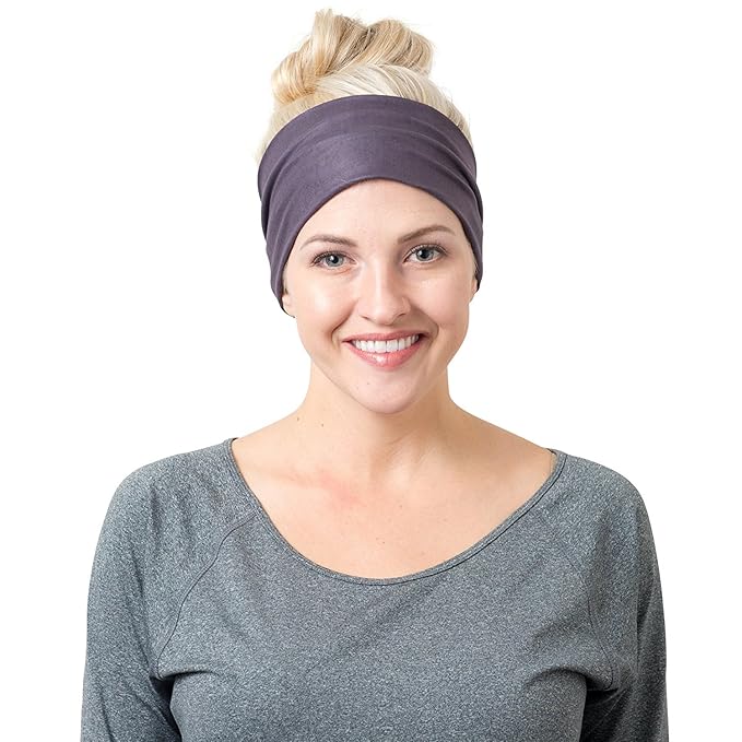 RiptGear Stretch Sport Headband for Women (Solid Gray) — Made of Non-Slip Sweat Wicking Fabric — Great for Yoga, Running or The Gym — Soft Headband That Fits Most Head Sizes — (1-Pack)