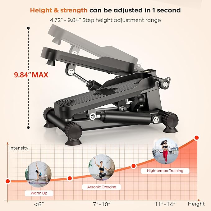 SogesPower Steppers for Exercise at Home,Mini Stair Stepper with Resistance Bands,Full Body Workout Equipment with LCD Monitor,Portable Stepper with 330LBS Capacity