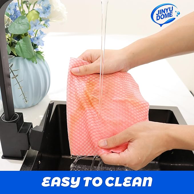 Disposable Kitchen Cleaning Cloths Dish Towels Dish Cloth Reusable Cloths for Kitchen, Bathroom, Household Cleaning (Red 100 Pack)
