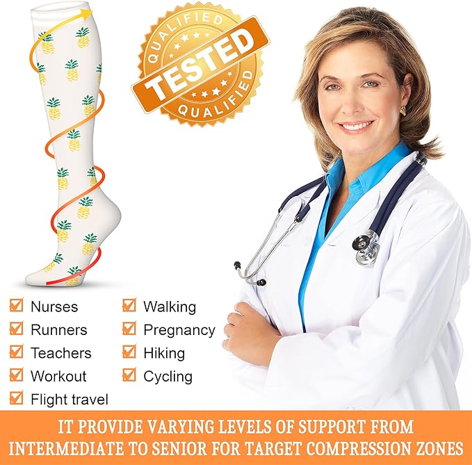 Compression Socks for Women & Men 15-20 mmHg, Best for Medical, Nursing, Running, Athletic, Varicose Veins, Travel