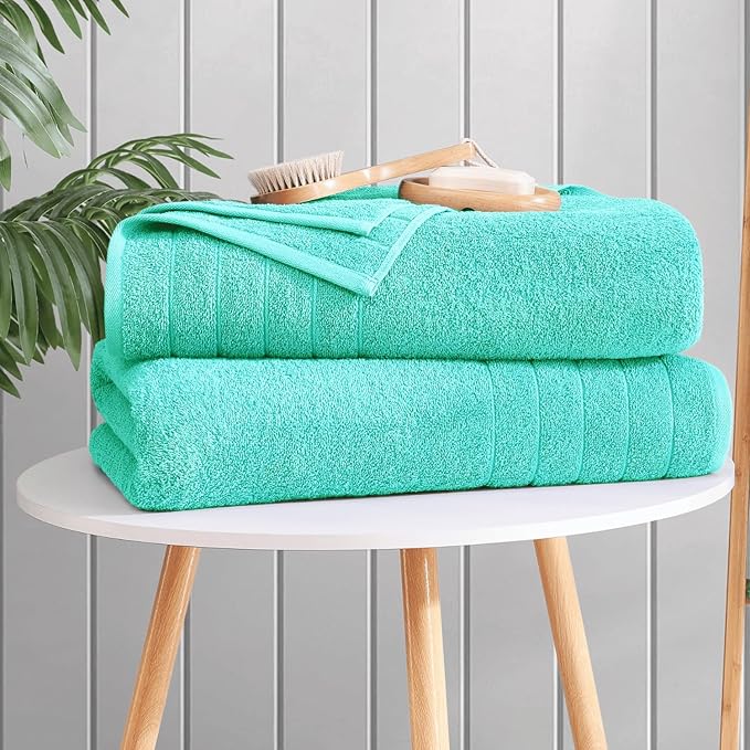 Casa Platino Large Bath Sheets, 4 Pack Bath Sheet(36"x 72"), 100% Ring Spun Cotton Bath Sheets, Lightweight Bath Sheet, Soft Bath Sheet Set, Quick Drying Bath Sheets, Bath Sheet Towels - Aqua Sky