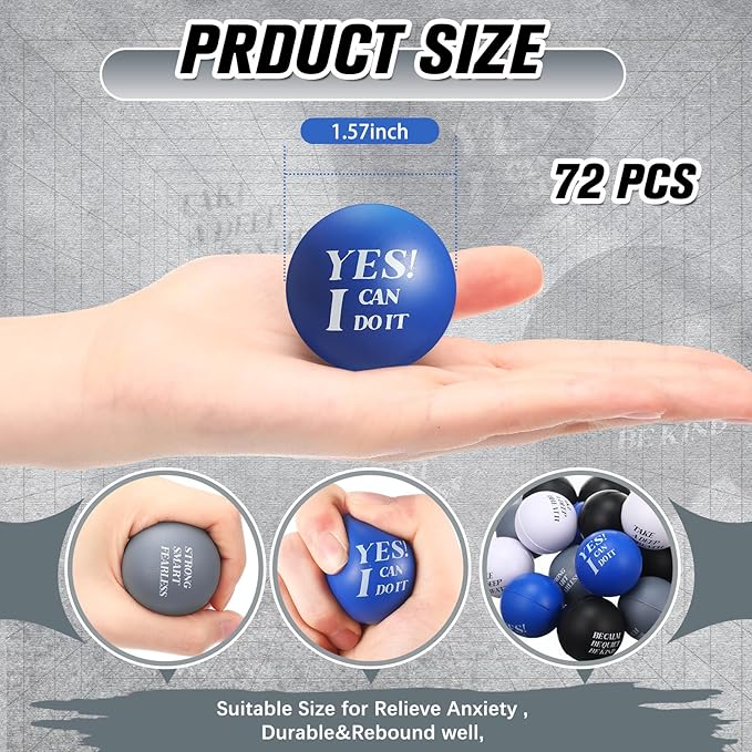 Jerify 72 Pcs Motivational Stress Balls Bulk Inspirational Stress Balls Colorful Foam for Adults Hand Exercise Small Therapy Fidget Relief Anxiety Toys for Coworkers Gifts Fidget(Cool Colors)