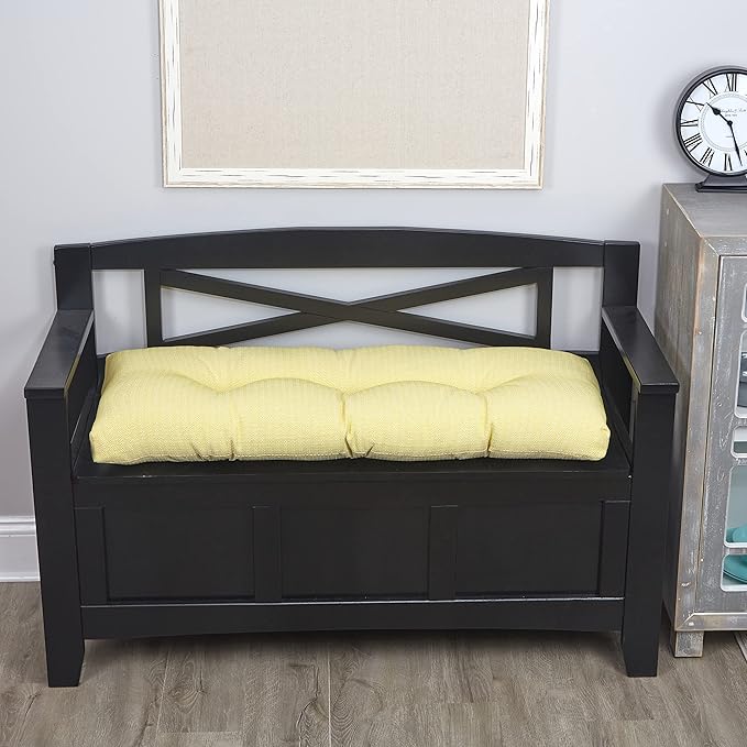 Klear Vu The Gripper Omega Non-Slip Tufted Bench Cushion for Indoor Furniture, Entryway Storage, Bay Window, 35 Inches, Solid Yellow