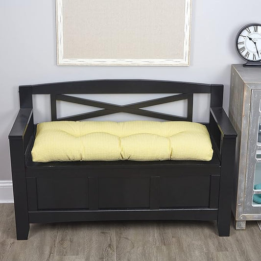 Klear Vu The Gripper Omega Non-Slip Tufted Bench Cushion for Indoor Furniture, Entryway Storage, Bay Window, 35 Inches, Solid Yellow