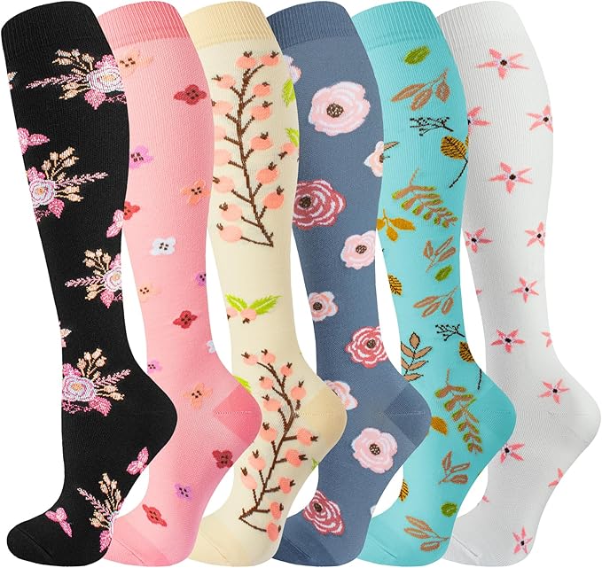 bropite Halloween Compression Socks for Women & Men-Pumpkin Ghost 6 Pairs 20-30mmhg Support Running Nurse Travel