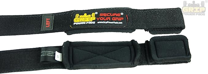 Heavy Duty Lifting Straps Neoprene Padded 1 Pair Wrist Wraps & Rubbery Grip Support Straps with Cotton Coated Rubber on One Side