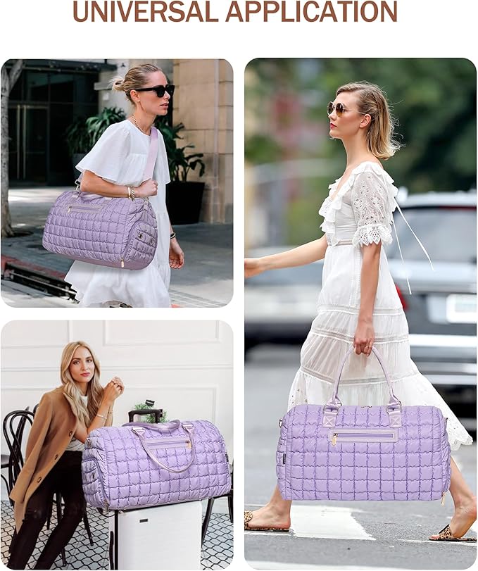 Duffle Bag for Travel, Weekender Bag with Shoe Compartment, Carry On Overnight Bag for Women with Toiletry Bag, Gym Bag with Wet Pocket, Hospital Bags for Labor and Delivery Beige