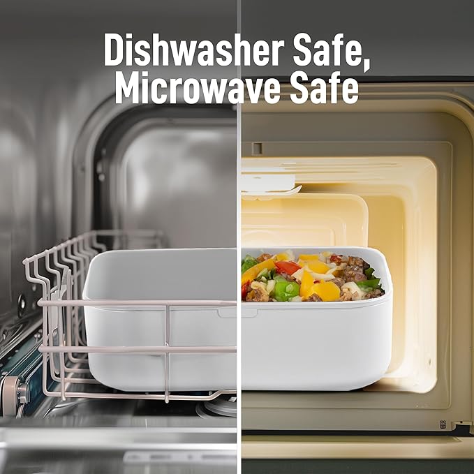 Double Premium Bento Box Adult, 67 fl oz BPA-Free - Cream Stackable Lunch Box with Leak-Proof Lids & Dividers, Perfect for Meal Prep, Lunches & Portion Control