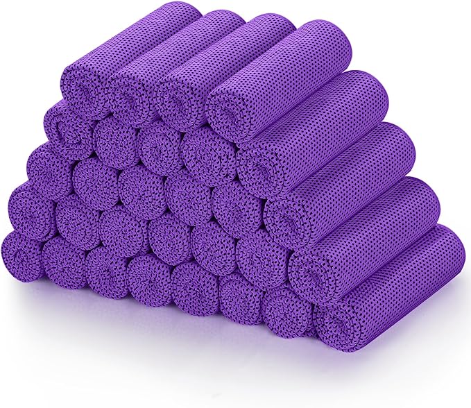 Biange Cooling Towels (40"x 12", Pack of 30) for Neck and Face, Cold Towel for Hot Weather, Sports, Workout, Fitness, Gym, Yoga, Golf, Pilates, Travel, Camping & More