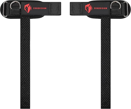 Ekkovision Weight Lifting Straps With Cuffed D Ring, Wrist Support for Men, Heavy Duty Thick Comfortable Lifting Straps, Secure Fit, Enhanced Grip, Straps for Weightlifting & Gym Training, Black