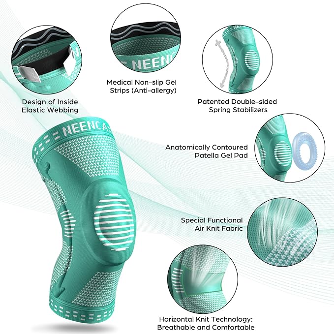 NEENCA Professional Knee Brace for Women/Men, Knee Support with Patella Pad & Side Stabilizers, Compression Knee Sleeve for Knee Joint Pain, Meniscus Tear, ACL, PCL, Runner, Workout - FSA/HSA Approved