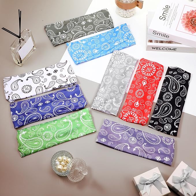 18 Pcs Sports Sweatbands for Men Women Camo Headbands Workout Non Slip Headbands Breathable Head Band Fitness Stretchy Unisex Hairband for Yoga Running Cycling Ball