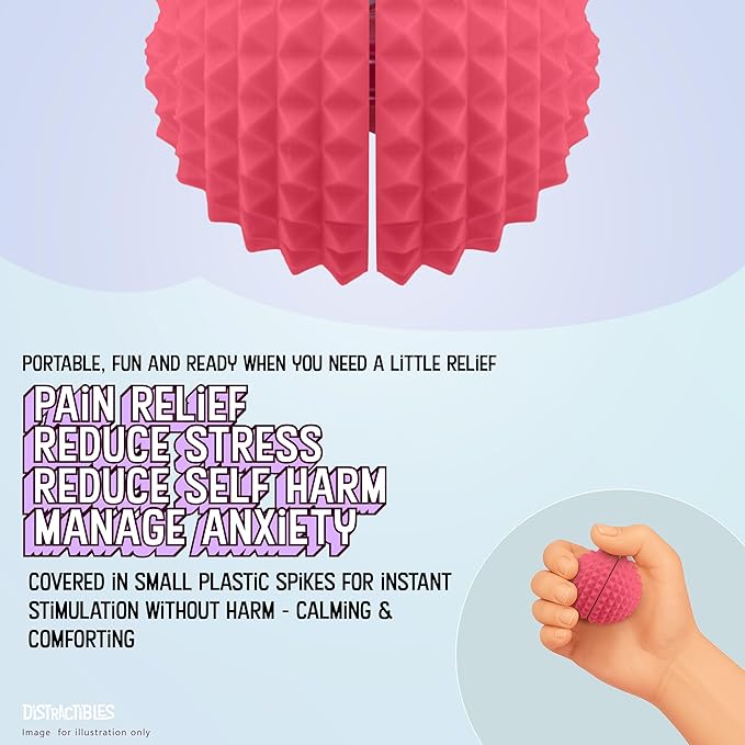 Round Spiked Sensory Fidget Clicker, Tactile Stimming Device with Mechanical Clicky Switches, Lanyard Attachment, Ideal for Pain Stim, ADHD, Autism & Stress Relief (Pink, Medium)