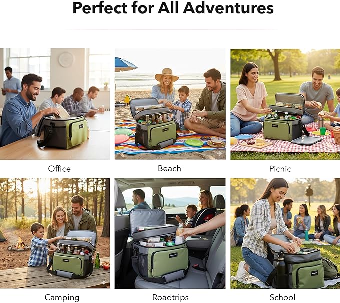 OVENTE Insulated Cooler Bag, Soft Lunch Bag for Men/Women with Leakproof Double Deck Compartment