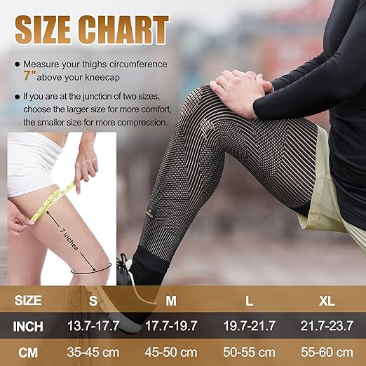 NEENCA Copper Compression Leg Sleeve, Ultra-thin Full Leg Sleeve with Copper Ions Infused Fabric for Knee Pain Relief, Muscle Recovery, Swelling, Inflammation, Promotes Circulation, Sports, Workout...